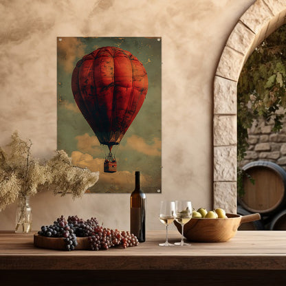 Vintage Luchtballon in Sepia Hemel tuinposter