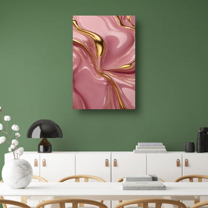 Abstract Roze Gouden Vloeiende Luxe canvas met baklijst