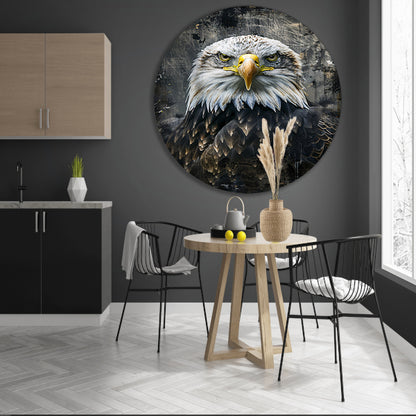 Mysterieuze adelaar portret in rustieke stijl aluminium muurcirkel