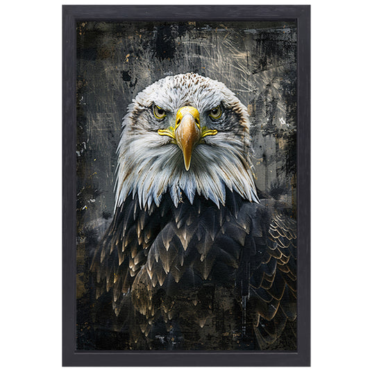Mysterieuze adelaar portret in rustieke stijl canvas met baklijst