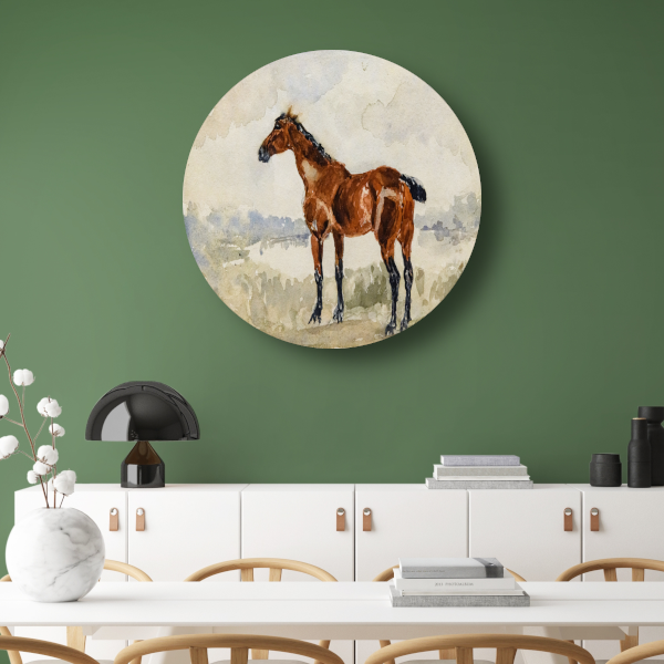 Rood paard - Henri de Toulouse-Lautrec aluminium muurcirkel