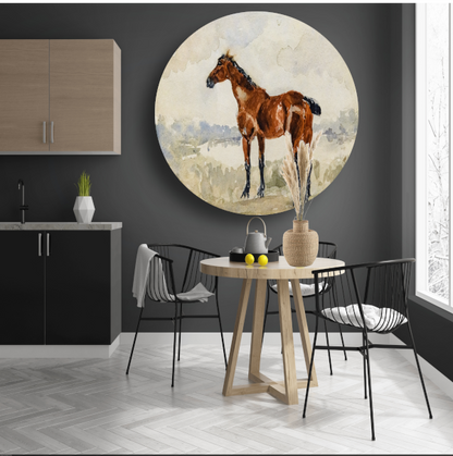Rood paard - Henri de Toulouse-Lautrec aluminium muurcirkel