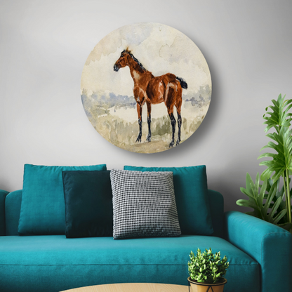 Rood paard - Henri de Toulouse-Lautrec aluminium muurcirkel