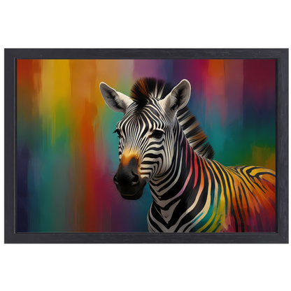Abstracte kleurrijke zebra op canvas canvas met baklijst
