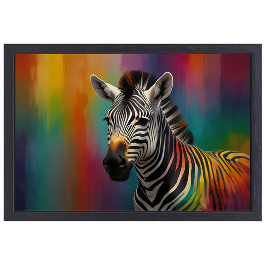 Abstracte kleurrijke zebra op canvas canvas met baklijst