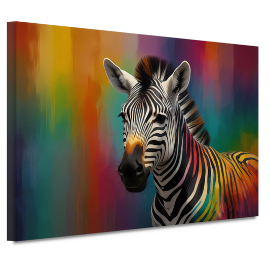 Abstracte kleurrijke zebra op canvas canvas