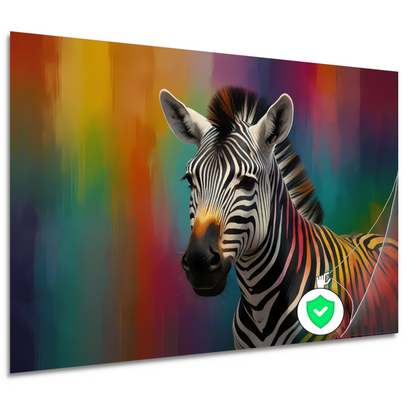 Abstracte kleurrijke zebra op canvas poster