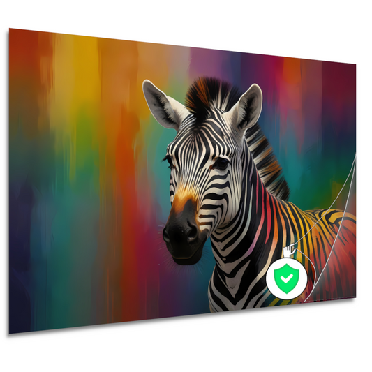 Abstracte kleurrijke zebra op canvas poster