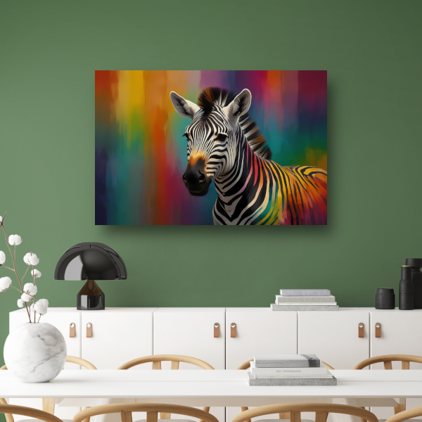 Abstracte kleurrijke zebra op canvas poster