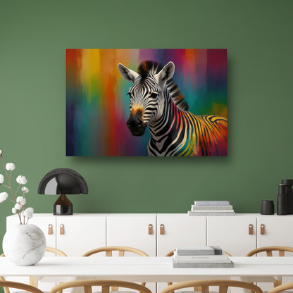 Abstracte kleurrijke zebra op canvas poster