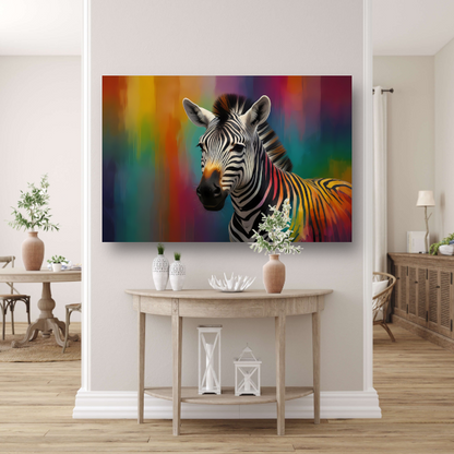 Abstracte kleurrijke zebra op canvas poster