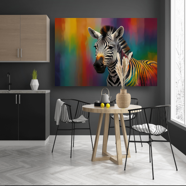 Abstracte kleurrijke zebra op canvas poster