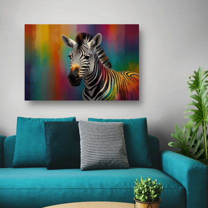 Abstracte kleurrijke zebra op canvas acrylglas