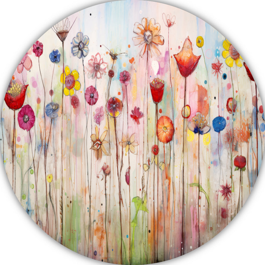 Bloemenveld in abstracte stijl forex muurcirkel