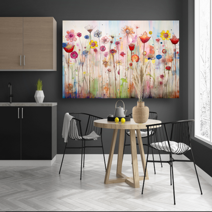 Bloemenveld in abstracte stijl acrylglas