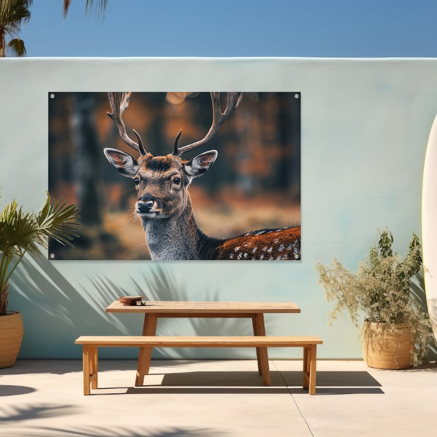 Hert met Gewei in Mystiek Bos tuinposter