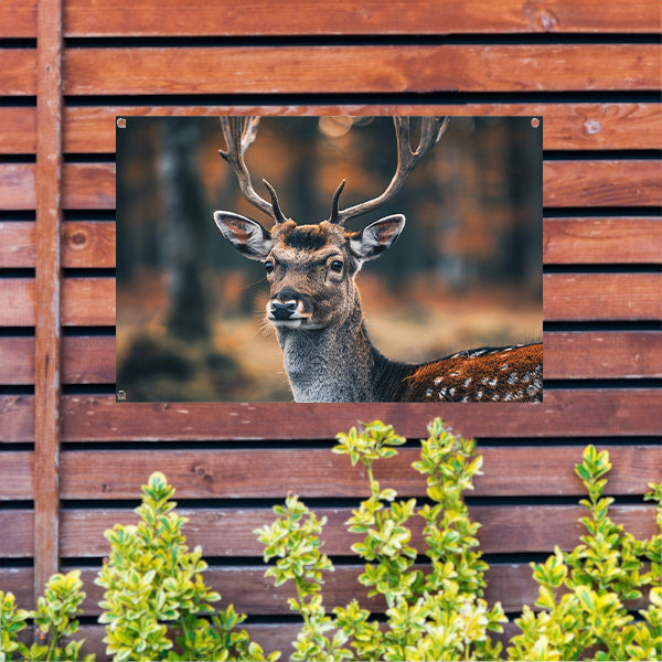 Hert met Gewei in Mystiek Bos tuinposter
