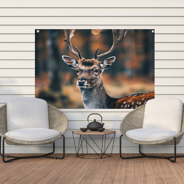 Hert met Gewei in Mystiek Bos tuinposter