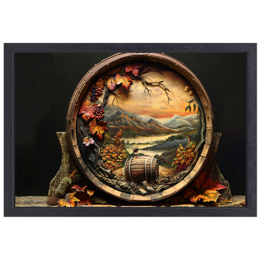 Landschap op Wijnvat canvas met baklijst