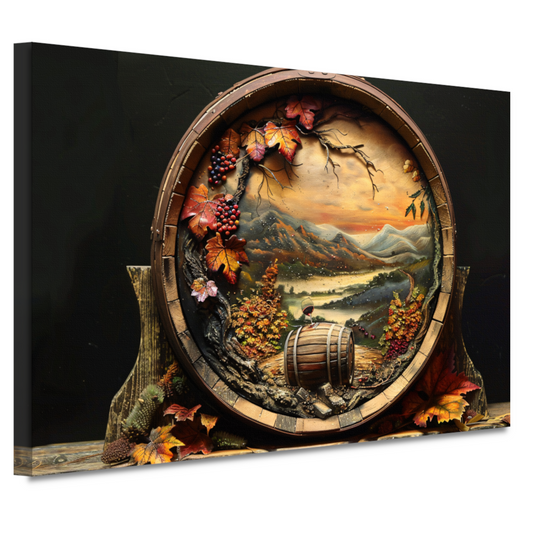Landschap op Wijnvat canvas
