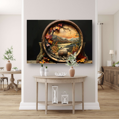 Landschap op Wijnvat canvas