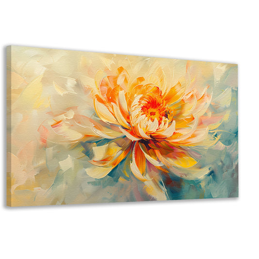 Abstract chrysant schilderij met levendige kleuren canvas