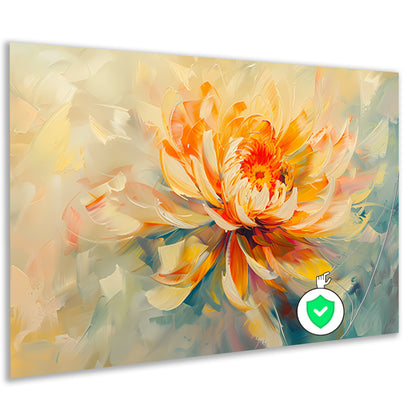 Abstract chrysant schilderij met levendige kleuren poster