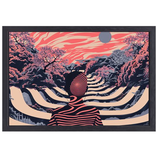 Surrealistische droom met zwevende man canvas met baklijst