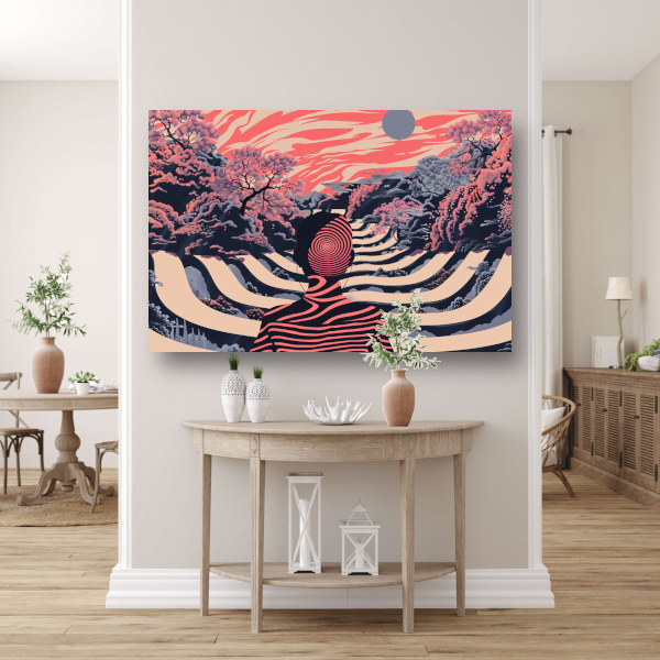 Surrealistische droom met zwevende man poster