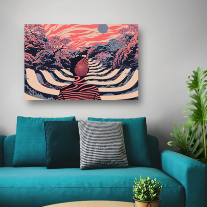 Surrealistische droom met zwevende man poster