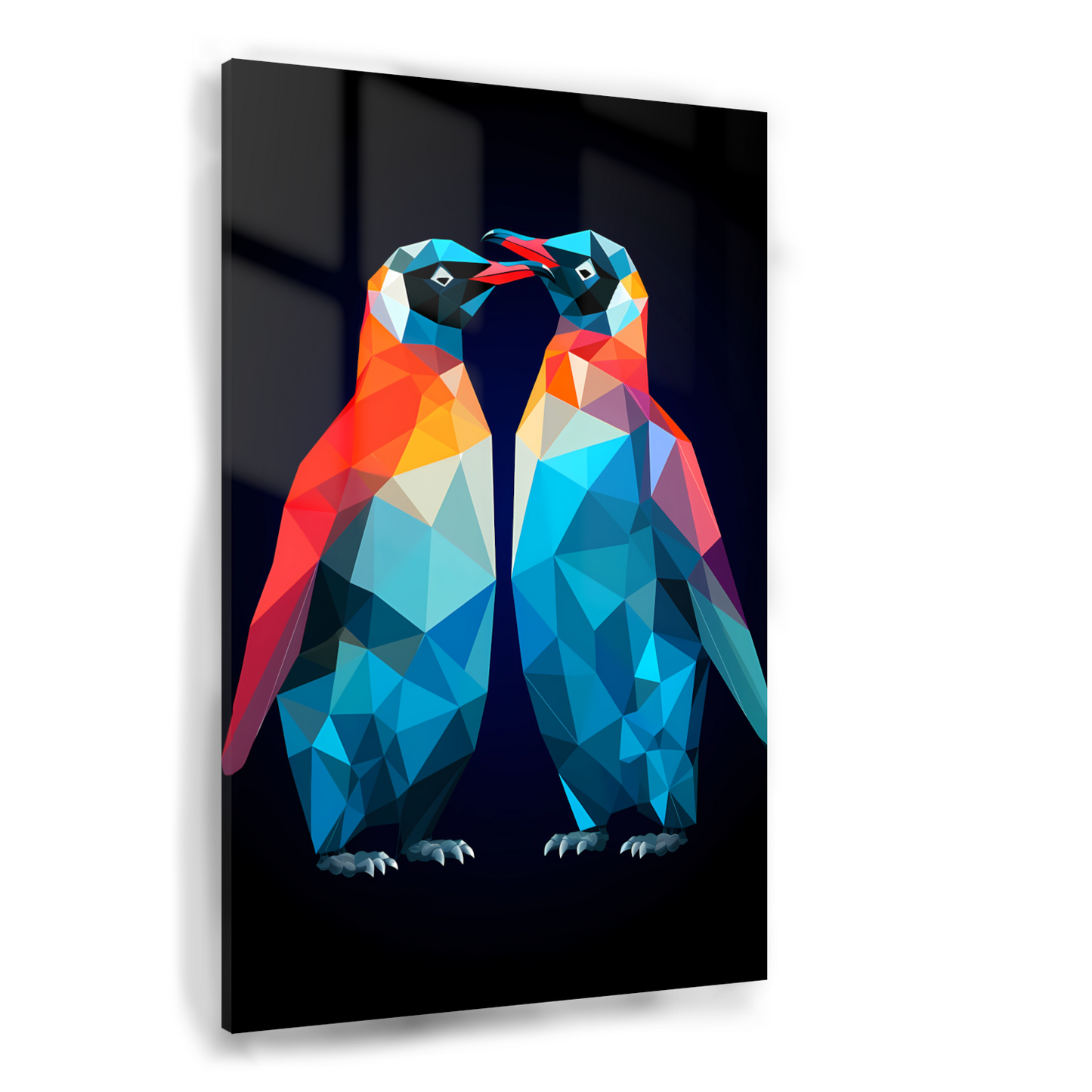 Twee Pinguïns in Geometrische Harmonie Acrylglas