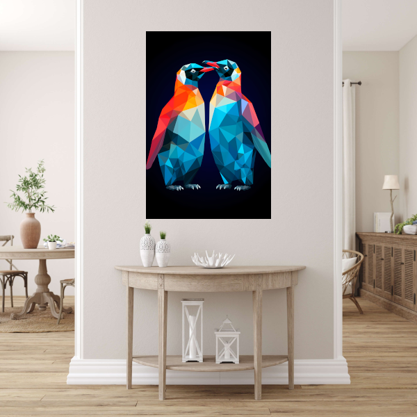 Twee Pinguïns in Geometrische Harmonie poster