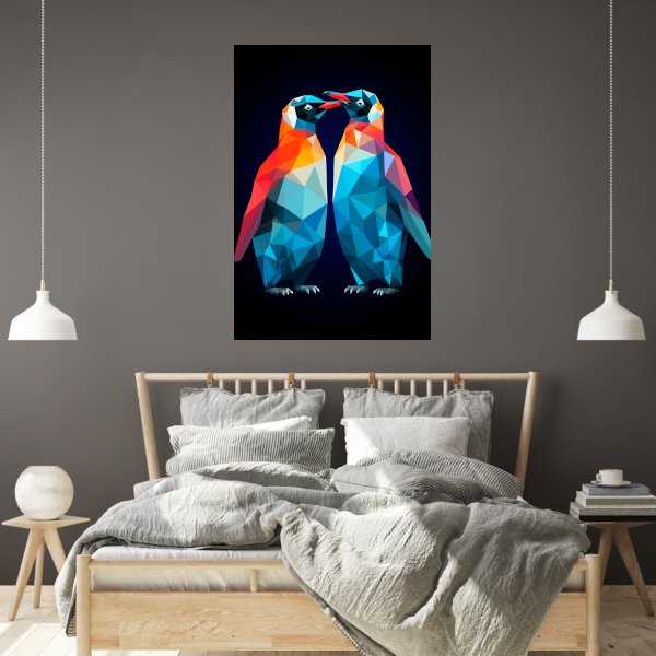 Twee Pinguïns in Geometrische Harmonie poster