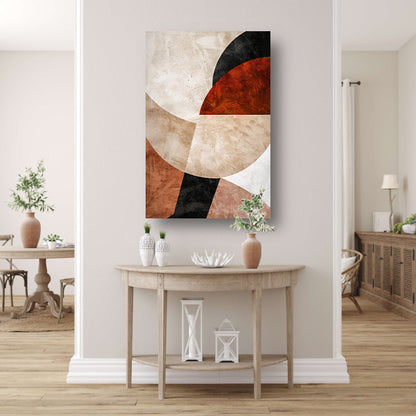 Geometrische Abstractie in Rood en Aardetinten canvas