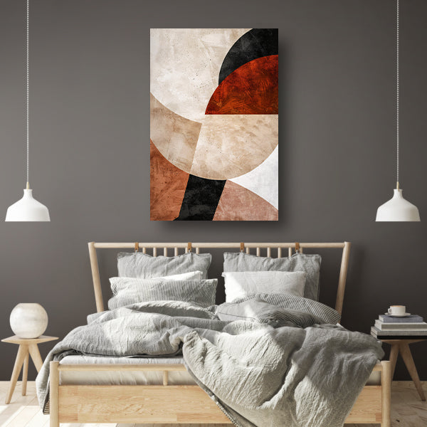 Geometrische Abstractie in Rood en Aardetinten canvas
