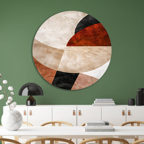 Geometrische Abstractie in Rood en Aardetinten forex muurcirkel