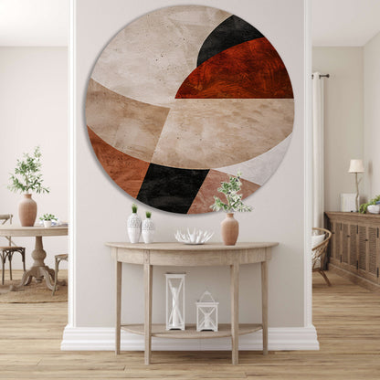 Geometrische Abstractie in Rood en Aardetinten forex muurcirkel