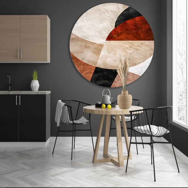 Geometrische Abstractie in Rood en Aardetinten forex muurcirkel