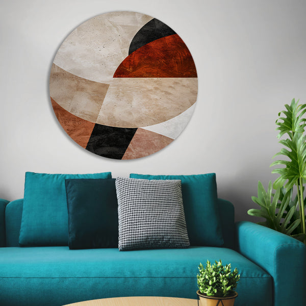 Geometrische Abstractie in Rood en Aardetinten forex muurcirkel