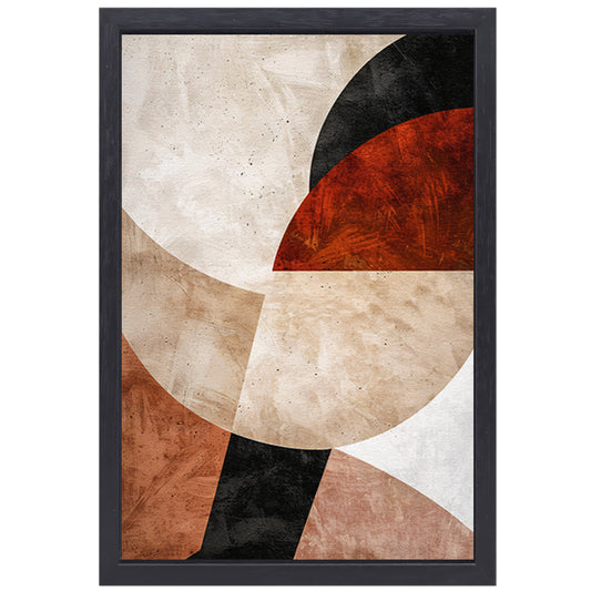 Geometrische Abstractie in Rood en Aardetinten canvas met baklijst