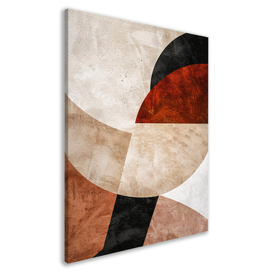 Geometrische Abstractie in Rood en Aardetinten canvas
