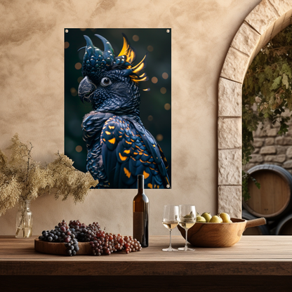 Portret van een Blauwe Papegaai met Geel tuinposter