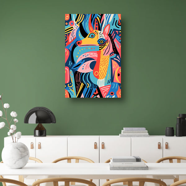 Abstract kleurrijk dierenontwerp met geometrische vormen canvas