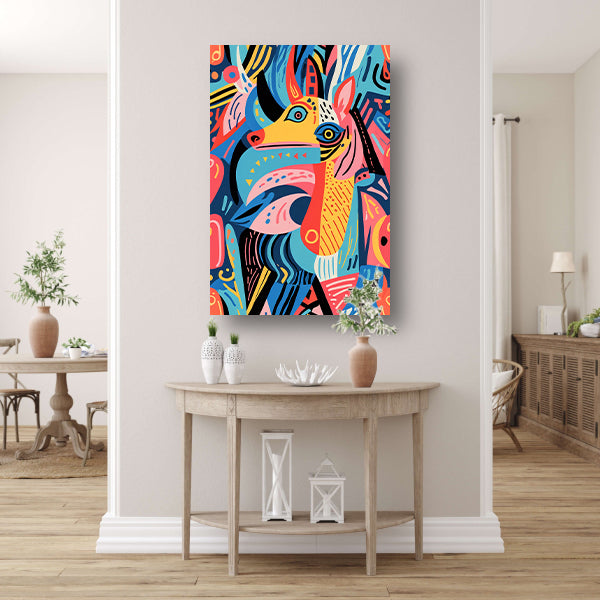 Abstract kleurrijk dierenontwerp met geometrische vormen acrylglas