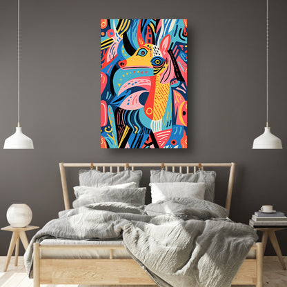 Abstract kleurrijk dierenontwerp met geometrische vormen canvas met baklijst