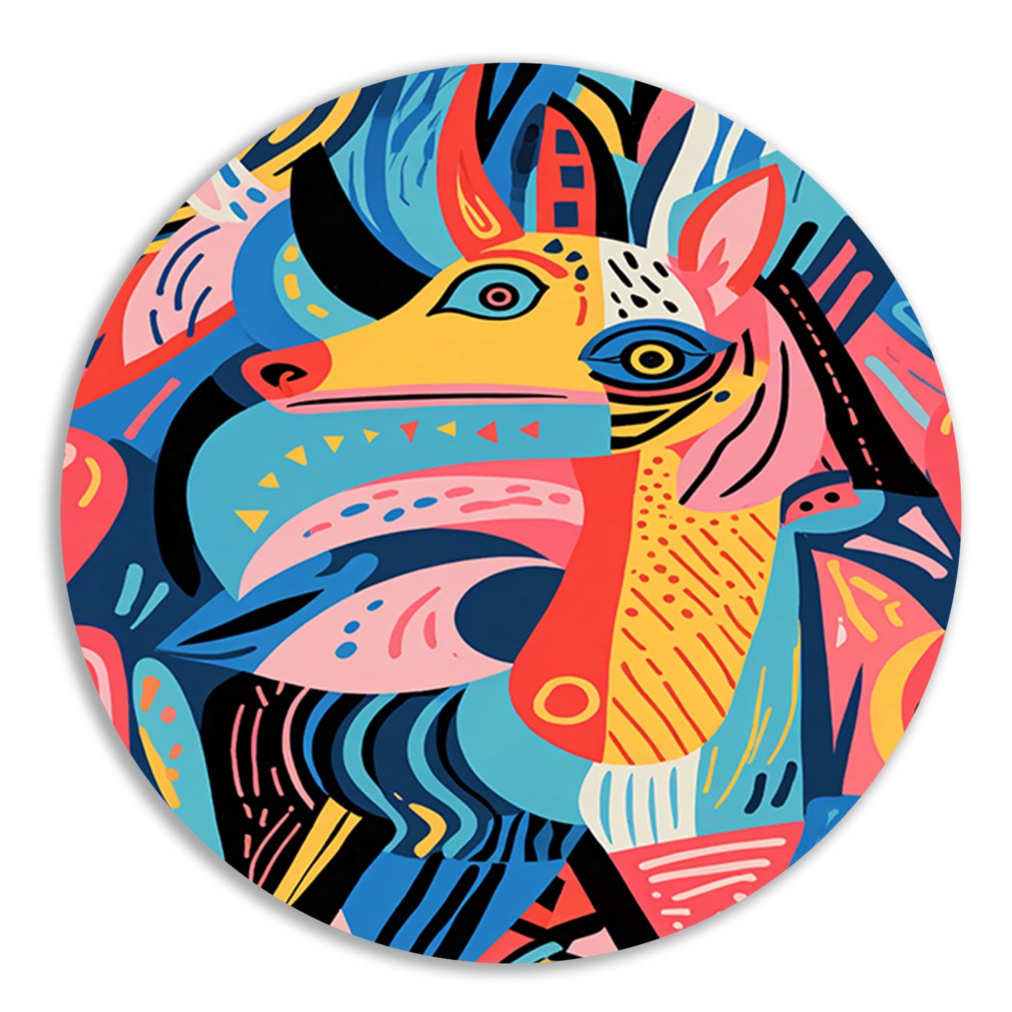 Abstract kleurrijk dierenontwerp met geometrische vormen forex muurcirkel