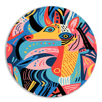 Abstract kleurrijk dierenontwerp met geometrische vormen forex muurcirkel