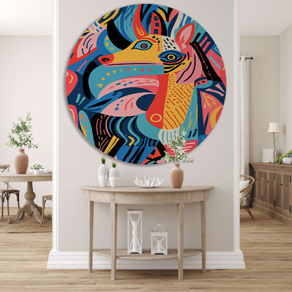 Abstract kleurrijk dierenontwerp met geometrische vormen forex muurcirkel