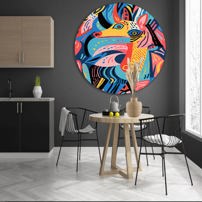 Abstract kleurrijk dierenontwerp met geometrische vormen forex muurcirkel