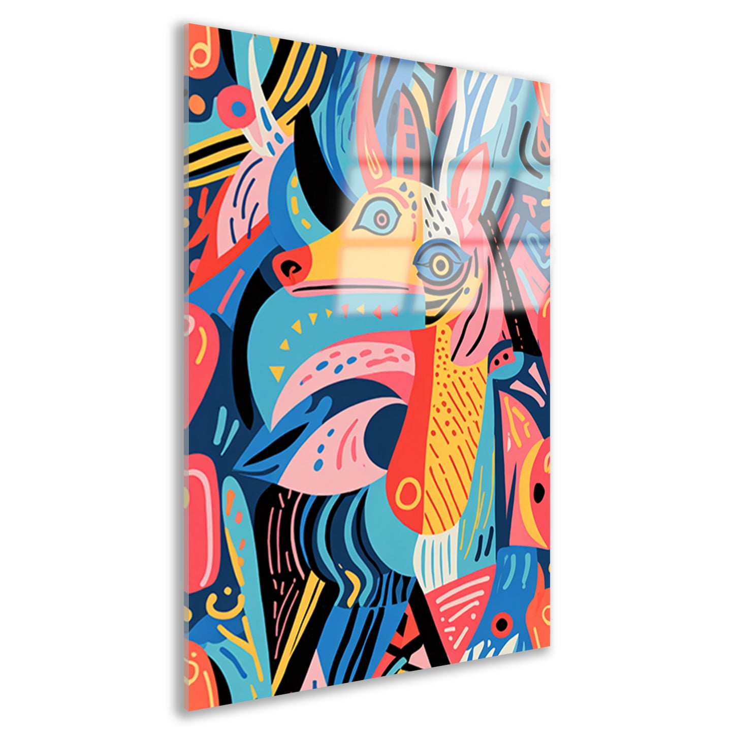 Abstract kleurrijk dierenontwerp met geometrische vormen acrylglas